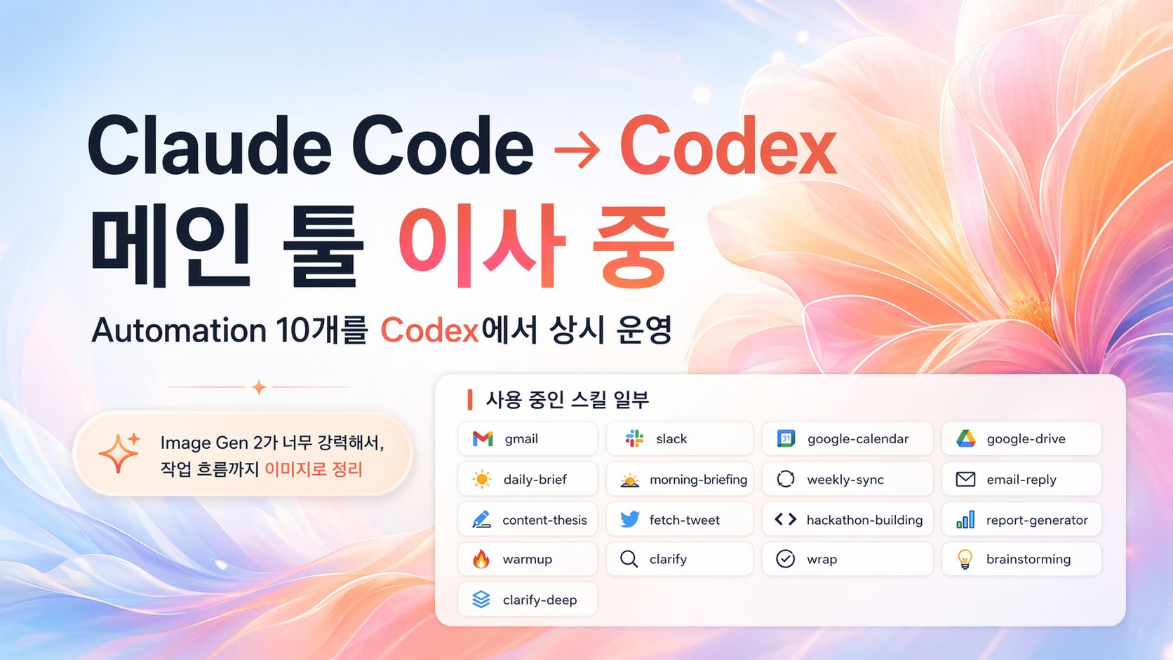 Claude Code → Codex 메인 툴 이사 중 — Automation 10개를 Codex에서 상시 운영